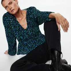 Mango Printed Pleated Blouse -Mango popular store mango 7836 4080036 3