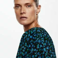 Mango Printed Pleated Blouse -Mango popular store mango 7837 4080036 5