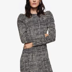 Mango Puffed Sleeves Texture Dress