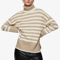 Mango Striped Turtleneck Sweater