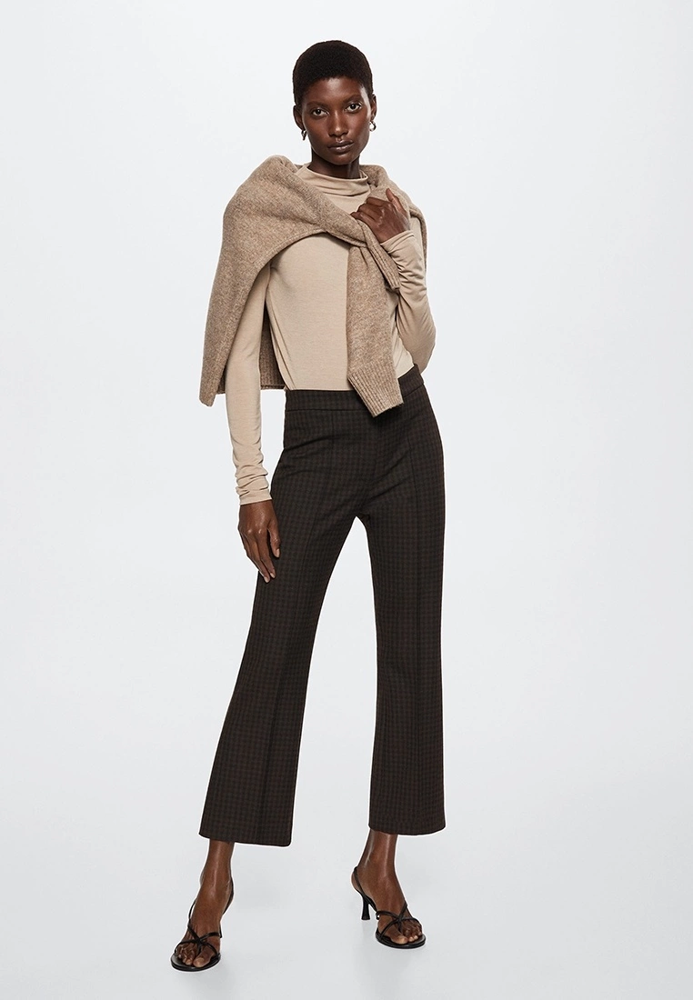Mango Kick Flare Checkered Pants 7 Mango Kick Flare Checkered Pants - Image 5