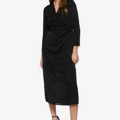 Mango Satin Floral Jacquard Dress