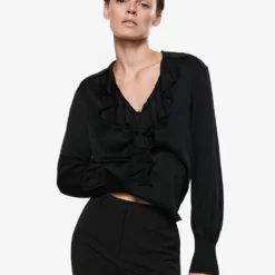 Mango Ruffled Neck Blouse