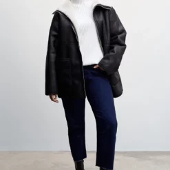 Mango Faux Shearling Lining Coat -Mango popular store mango 7897 9998036 7