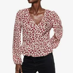 Mango Printed Pleated Blouse