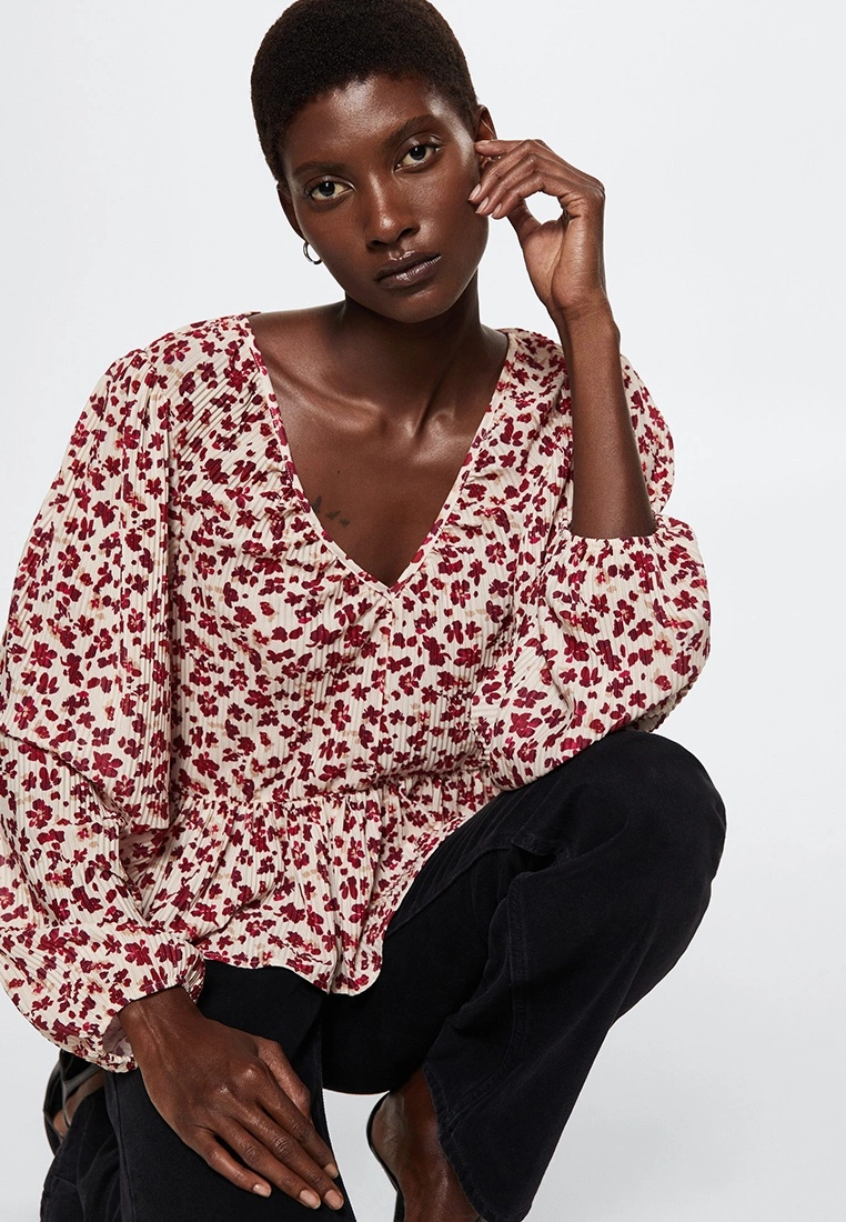 Mango Printed Pleated Blouse 6 Mango Printed Pleated Blouse - Image 4