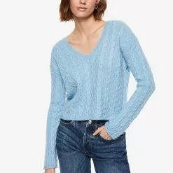 Mango V-Neck Braided Sweater