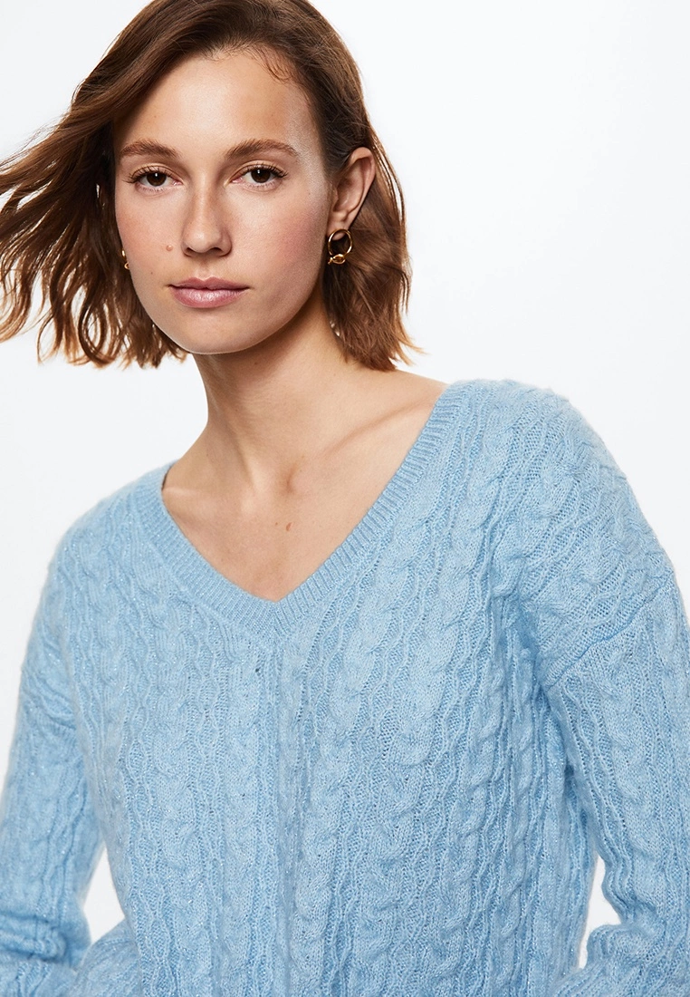 Mango V-Neck Braided Sweater 5 Mango V-Neck Braided Sweater - Image 3