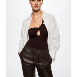 Mango Leather-Effect Elastic Waist Trousers 14 Mango Leather-Effect Elastic Waist Trousers -Mango popular store mango 8068 0616626 4