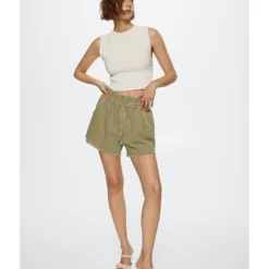 Mango Cotton Drawstring Waist Shorts -Mango popular store mango 8092 4391716 4