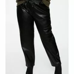 Mango Leather-Effect Elastic Waist Trousers -Mango popular store mango 8125 2261626 2