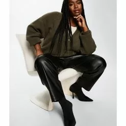 Mango Leather-Effect Elastic Waist Trousers -Mango popular store mango 8129 2261626 8