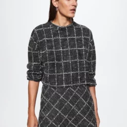 Mango Check Knitted Mini Skirt -Mango popular store mango 8161 6216336 3