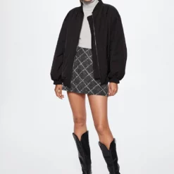 Mango Check Knitted Mini Skirt -Mango popular store mango 8161 6216336 4