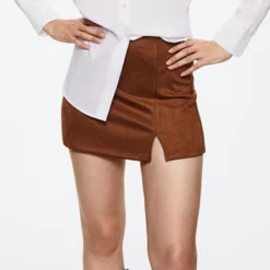 Mango Faux Suede Mini Skirt