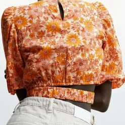 Mango Printed Crop Blouse -Mango popular store mango 8165 4242636 4