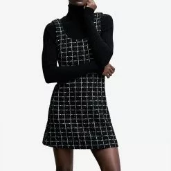 Mango Plaid Tweed Dress