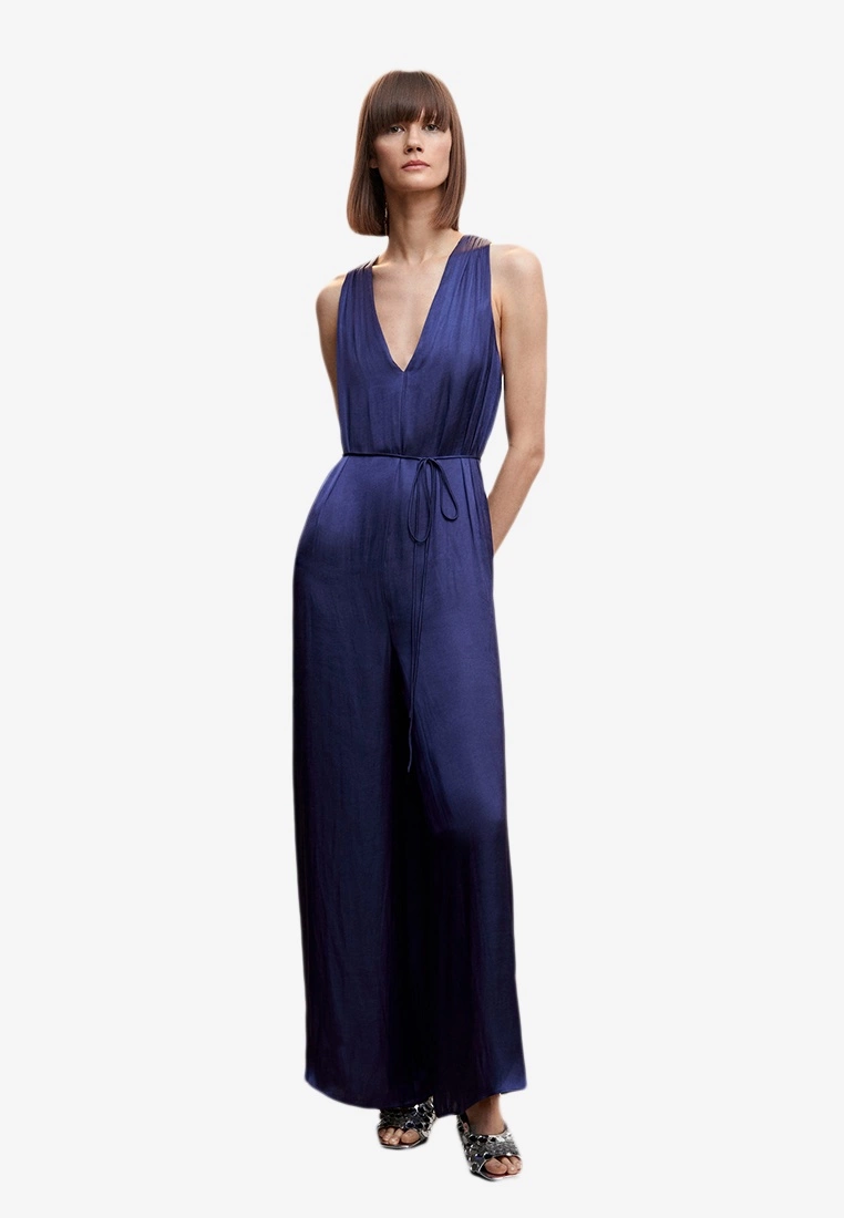 Mango Satin Jumpsuit Cross Back 3 Mango Satin Jumpsuit Cross Back