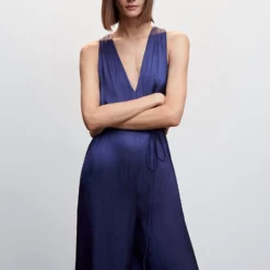 Mango Satin Jumpsuit Cross Back 12 Mango Satin Jumpsuit Cross Back -Mango popular store mango 8242 6042636 3