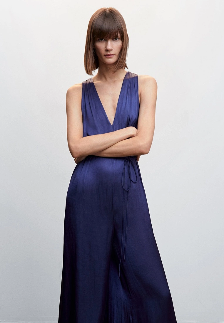 Mango Satin Jumpsuit Cross Back 5 Mango Satin Jumpsuit Cross Back - Image 3