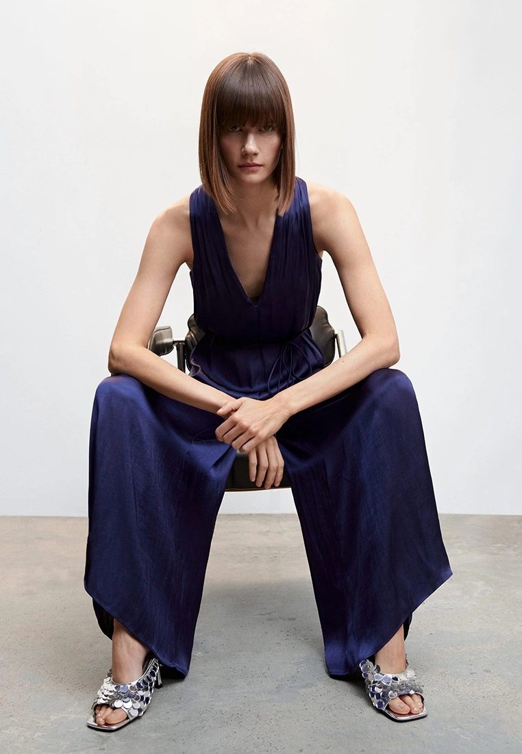 Mango Satin Jumpsuit Cross Back 7 Mango Satin Jumpsuit Cross Back - Image 5