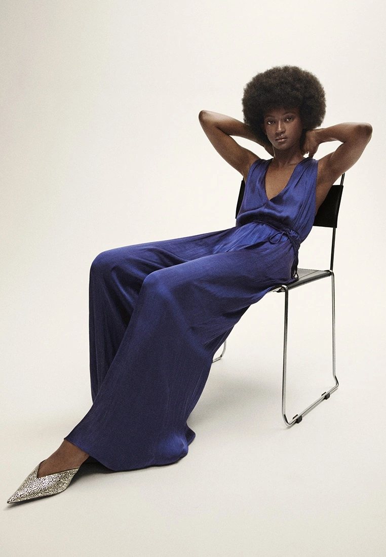 Mango Satin Jumpsuit Cross Back 8 Mango Satin Jumpsuit Cross Back - Image 6