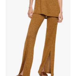 Mango Ribbed Side Slit Trousers