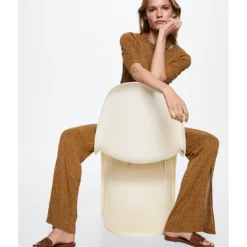 Mango Ribbed Side Slit Trousers -Mango popular store mango 8299 9217726 4