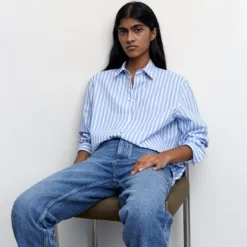 Mango Oversize Striped Shirt -Mango popular store mango 8309 7229046 4