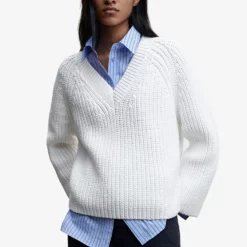 Mango Thick Knit V-Neck Sweater