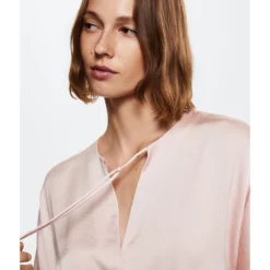 Mango Tie Collar Flowy Blouse -Mango popular store mango 8407 6287526 3