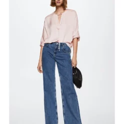 Mango Tie Collar Flowy Blouse -Mango popular store mango 8408 6287526 4