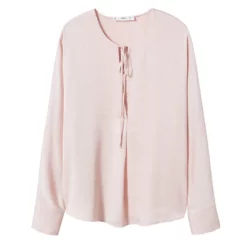 Mango Tie Collar Flowy Blouse -Mango popular store mango 8408 6287526 5