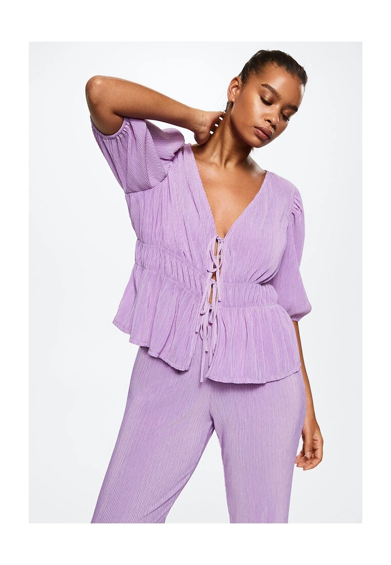 Mango Pleated Blouse With Ruffles 4 Mango Pleated Blouse With Ruffles - Image 2