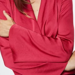 Mango Satin Cross Neck Blouse -Mango popular store mango 8639 3857436 3