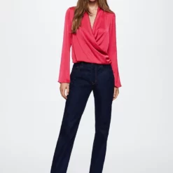 Mango Satin Cross Neck Blouse -Mango popular store mango 8639 3857436 4