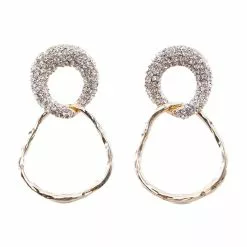 Mango Irregular Double Hoop Crystal Earrings