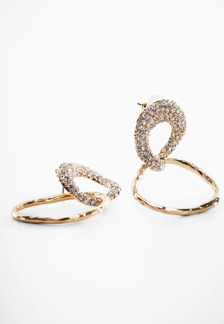 Mango Irregular Double Hoop Crystal Earrings 4 Mango Irregular Double Hoop Crystal Earrings - Image 2