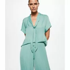 Mango Satin-Finish Elastic Waist Trousers -Mango popular store mango 8670 3592426 3