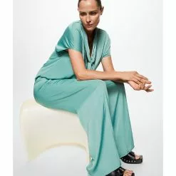 Mango Satin-Finish Elastic Waist Trousers -Mango popular store mango 8670 3592426 4