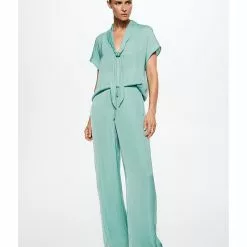 Mango Satin-Finish Elastic Waist Trousers -Mango popular store mango 8670 3592426 5