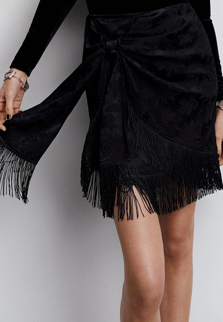 Mango Fringed Jacquard Skirt 5 Mango Fringed Jacquard Skirt - Image 3