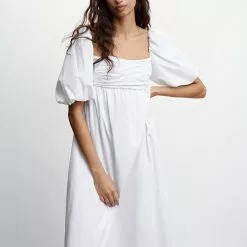 Mango Puffed Sleeves Cotton Dress