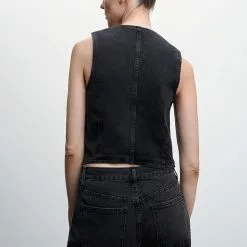 Mango Denim Vest With Decorative Stitching 11 Mango Denim Vest With Decorative Stitching -Mango popular store mango 9074 3267636 2