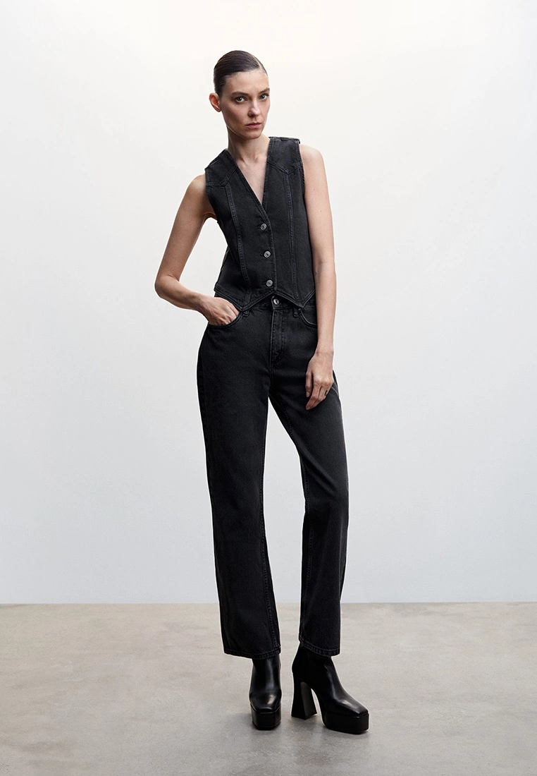 Mango Denim Vest With Decorative Stitching 7 Mango Denim Vest With Decorative Stitching - Image 5