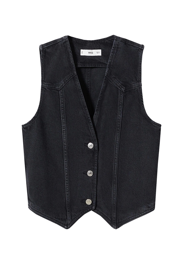 Mango Denim Vest With Decorative Stitching 10 Mango Denim Vest With Decorative Stitching - Image 8