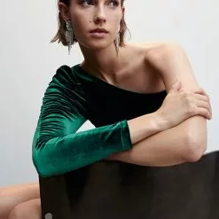 Mango Asymmetrical Velvet Top -Mango popular store mango 9114 6226336 5