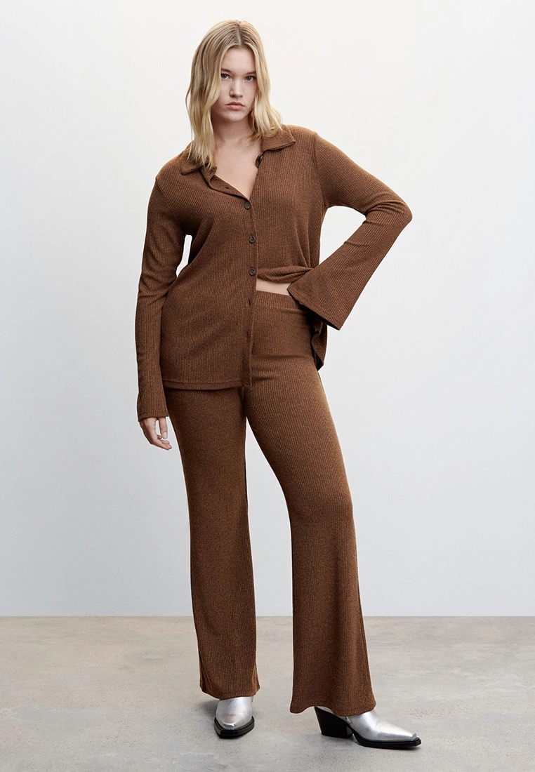 Mango Ribbed Flare Trousers 4 Mango Ribbed Flare Trousers - Image 2