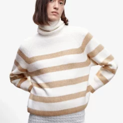 Mango Striped Turtleneck Sweater