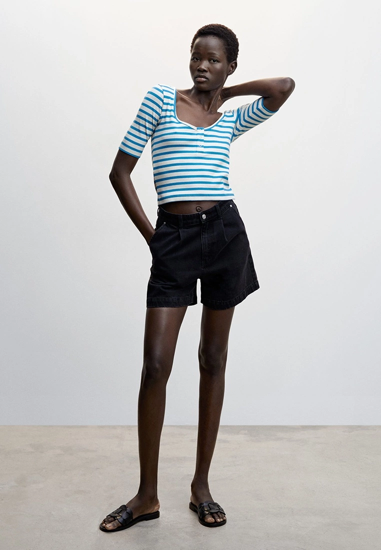 Mango Striped Rib T-Shirt 6 Mango Striped Rib T-Shirt - Image 4